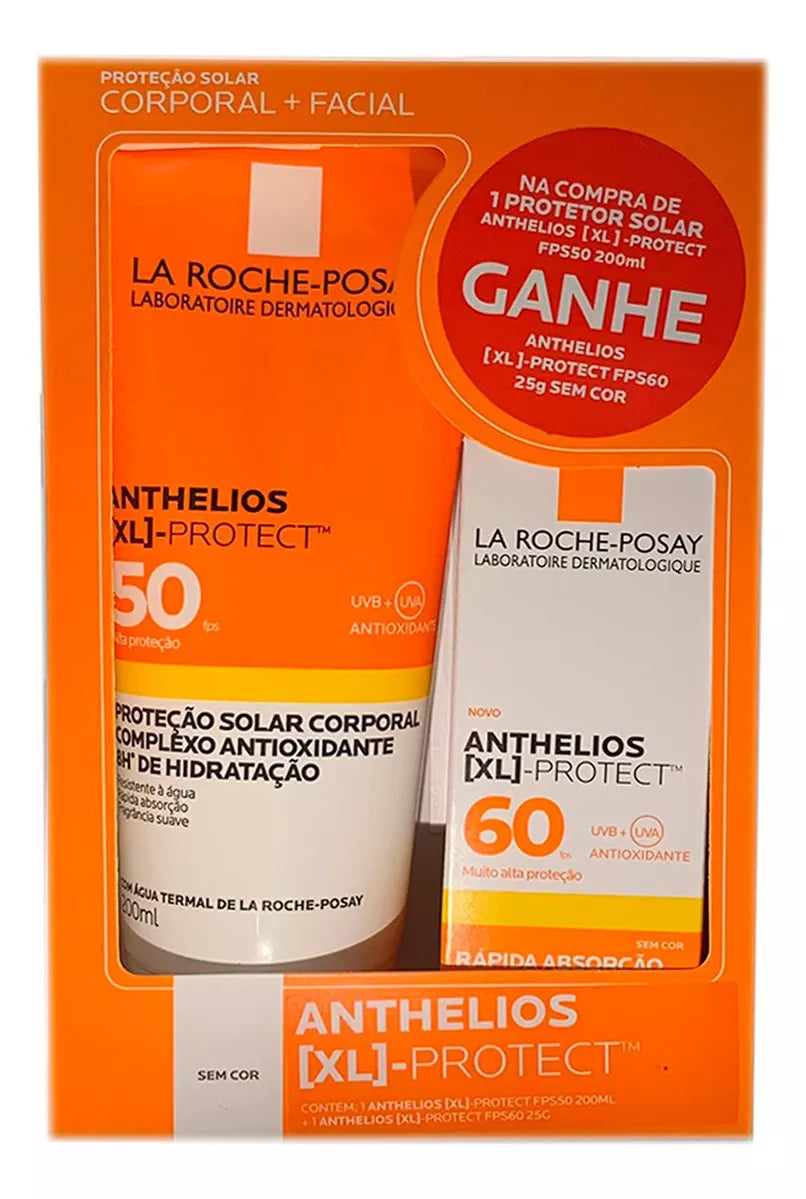 Kit La Roche-Posay Protetor Solar Corporal FPS 50 Anthelios XL Protect 200ml + Facial FPS 60 25g